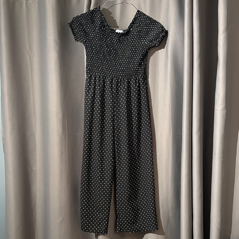 btween Black white Polka Dot Kids girls One-Piece Jumpsuit size 10